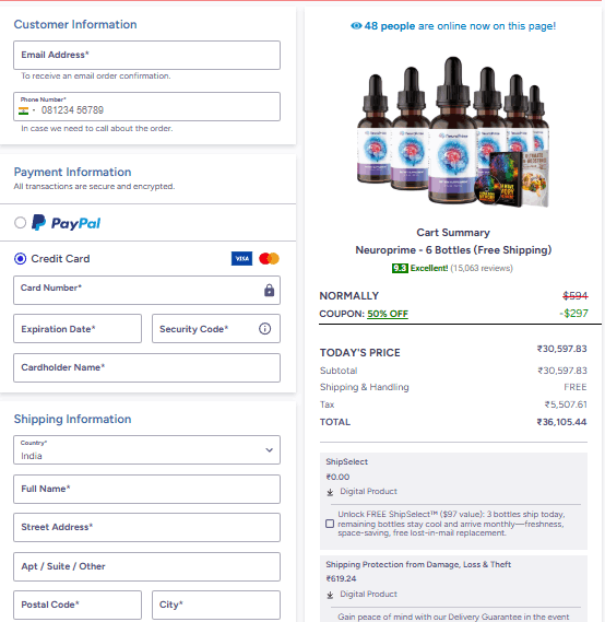 NeuroPrime Checkout Page